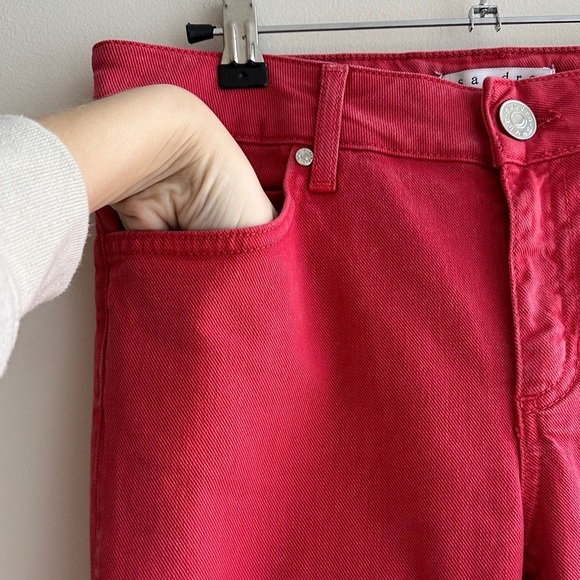 Sandro Paris Cropped Red Denim Jeans, Size 38 (EU) / Size 8 (US) - Picture 7 of 16
